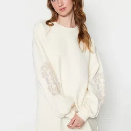 Trendyol Round Neck Drop Shoulder Sleeves Longline Sweatshirt-0