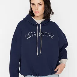 Trendyol Typography Printed Hooded Sweatshirt-image-11