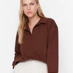 Trendyol Shirt Collar Pullover Sweatshirt-image-51
