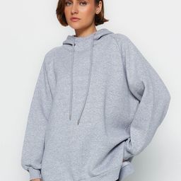 Trendyol Hooded Ribbed Sweatshirt-image-88