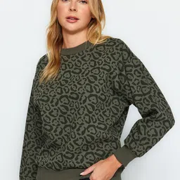 Trendyol Camouflage Printed Round Neck Cotton Sweatshirt-image-91
