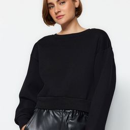 Trendyol Round Neck Crop Pullover Sweatshirt-image-87