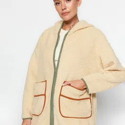Trendyol Hooded Cardigan Sweater With Fuzzy Detail-image-52
