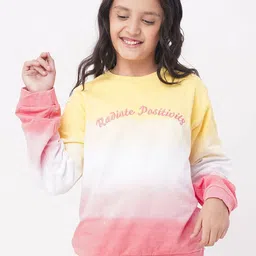 edheads Girls Yellow Colourblocked Cotton Sweatshirt-image-49