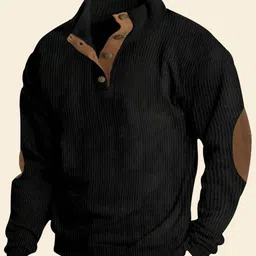 StyleCast Men Cotton High Neck Half Placket High Neck Pullover Sweatshirt-picture-51