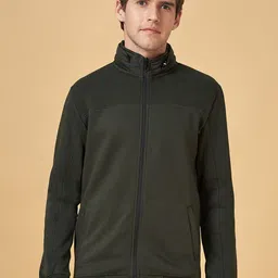 Urban Ranger by pantaloons Mock Neck Front-Open Sweatshirt With Zip Detail-picture-14