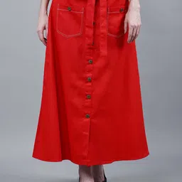 Codaisy Pure Cotton A-Line Maxi Skirt-image-67