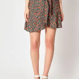 Zastraa Floral Printed A-Line Mini Skirt-image-13