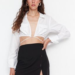 Trendyol Women Black Solid A-line Mini Skirt-image-38