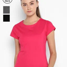 appulse Women Pack of 3 V-Neck Slim Fit Running T-shirt-image-92