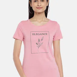 Honey by Pantaloons Women Pink Printed Running Cotton T-shirt-image-97
