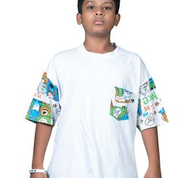 AMPED Boys Graphic Printed Drop-Shoulder Sleeves Bio Finish Cotton Oversized T-shirt-image-44