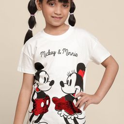Kids Ville Girls Mickey & Friends Printed Cotton T-Shirt-image-96