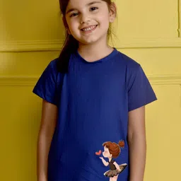 NUSYL Girls Graphic Printed Round Neck Cotton T-shirt-picture-36