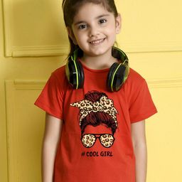 NUSYL Girls Graphic Printed Round Neck Cotton T-shirt-image-55