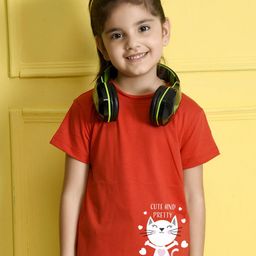 NUSYL Girls Graphic Printed Round Neck Cotton T-shirt-picture-35