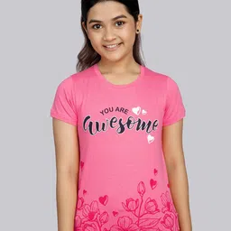 3PIN Girls Typography Printed Round Neck Short Sleeves T-shirt-image-99