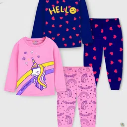 YK X Trampoline Girls Pack Of 2 Printed T-shirt With Pyjamas-image-84