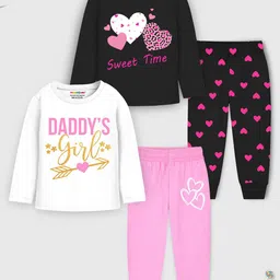 YK X Trampoline Girls Pack Of 2 Printed T-shirt With Pyjamas-image-94