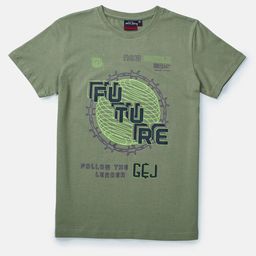 Gini and Jony Boys Olive Green Printed T-shirt-image-8
