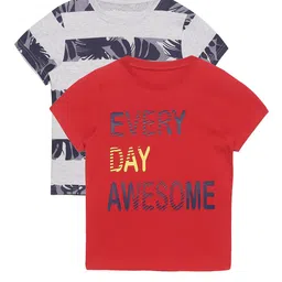 PLUM TREE Pack of 2 Boys 2 Printed Pure Cotton T-shirt-image-30