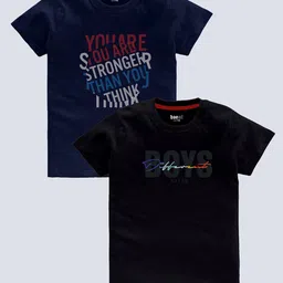 BAESD Boys Pack Of 2 Typography Printed T-shirt-image-73