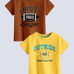BAESD Boys Pack Of 2 Typography Printed Cotton T Shirts-image-93