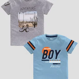 BAESD Boys Pack Of 2 Typography Printed Pure Cotton T-shirt-picture-6
