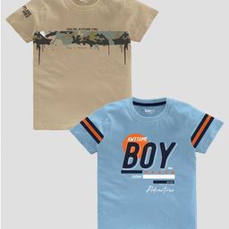 BAESD Boys Pack Of 2 Typography Printed Pure Cotton T-shirts-image-79