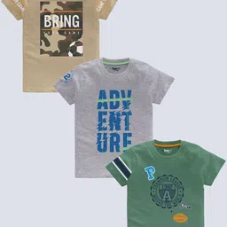 BAESD Boys pack Of 3 Typography Printed Cotton T-shirt-picture-16
