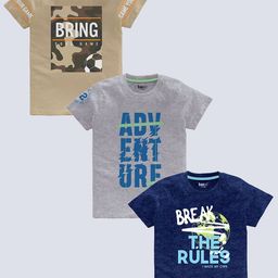 BAESD Boys Pack Of 3 Typography Printed Pure Cotton T-shirt-image-79