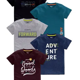 BAESD Boys Pack Of 5 Typography Printed T-shirts-98