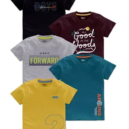 BAESD Boys Pack Of 5 Typography Printed T-shirts-44