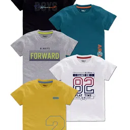 BAESD Boys Pack Of 5 Typography Printed T-Shirt-43