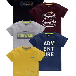 BAESD Boys Pack Of 5 Typography Printed T-Shirt-59