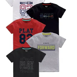 BAESD Boys Pack Of 5 Typography Printed Cotton T Shirts-58