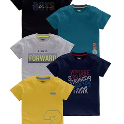 BAESD Boys Pack Of 5 Typography Printed T-shirt-42