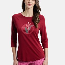 Jockey Micro Modal Cotton Relaxed Fit Printed Round Neck Three Quarter Sleeve T-Shirt-image-86