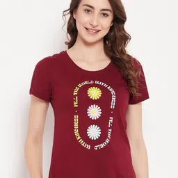 Clovia Graphic & Text Print Pure Cotton Lounge T-shirt-image-3