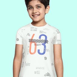 Monte Carlo Boys Off White & Grey Printed T-shirt-image-96