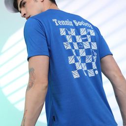 HIGHLANDER Blue Typography Printed  Relaxed Fit T-shirt-image-22