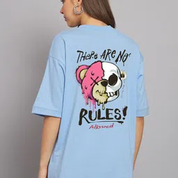 Imsa Moda Graphic Printed Round Neck Drop Shoulder Sleeves Pure Cotton T-shirt-picture-5
