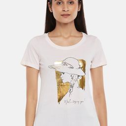 Honey by Pantaloons Women Pink & Gold-Toned Printed T-shirt-picture-39