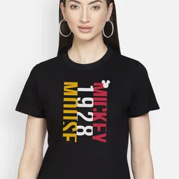 Free Authority Mickey & Friends Women Black Printed Crop T-shirt-image-17