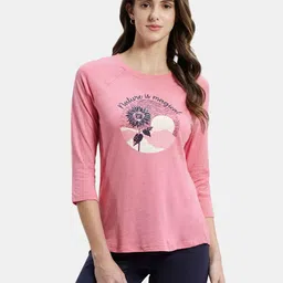 Jockey Micro Modal Cotton Relaxed Fit Printed Round Neck Three Quarter Sleeve T-Shirt-image-60