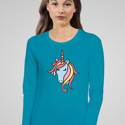 Pootlu Women Turquoise Blue Printed T-shirt-image-36