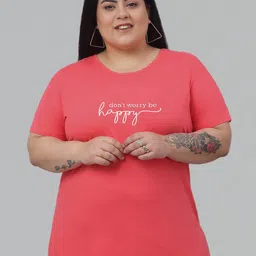 Trend Level Plus Size Typography Printed Cotton T-shirt-image-15