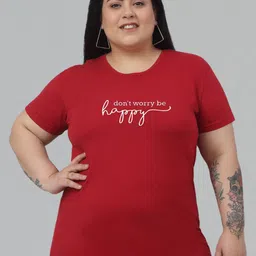 Trend Level Plus Size Typography Printed Cotton T-shirt-image-41