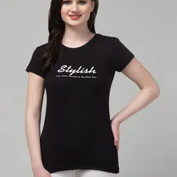 Trend Level Round Neck Short Sleeves Typography Printed Cotton T-shirt-image-37
