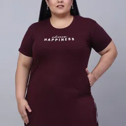 Trend Level Plus Size Typography Printed Pure Cotton Longline T-shirt-image-19
